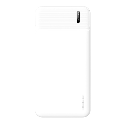 Recci RPB-N16C Ultra İnce Hızlı Şarj Özellikli Led Işık Göstergeli Powerbank 10000mAh Beyaz