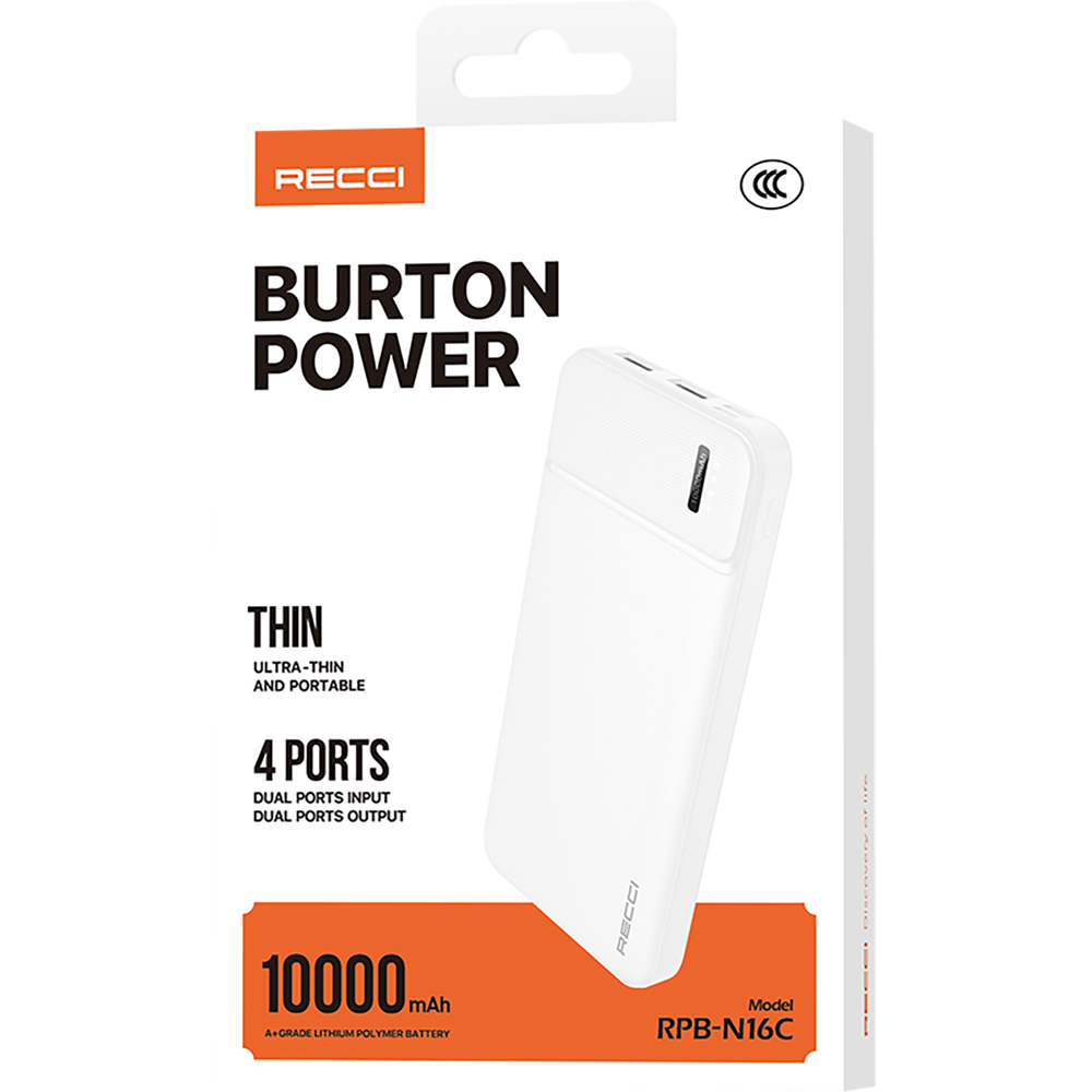 Recci RPB-N16C Ultra İnce Hızlı Şarj Özellikli Led Işık Göstergeli Wireless Powerbank 10000mAh - 15