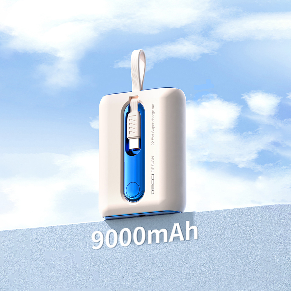Recci RPB-P12 PD 20W Fast Charging with Strap and Type-C Cable Powerbank 22.5W 9000mAh - 12