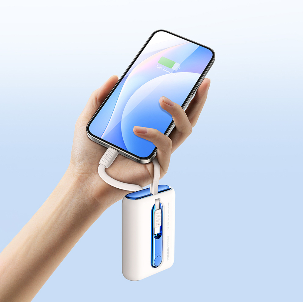 Recci RPB-P12C PD 20W Askı İpli Hızlı Şarj Özellikli Type-C Kablolu Powerbank 22.5W 10.000mAh - 5