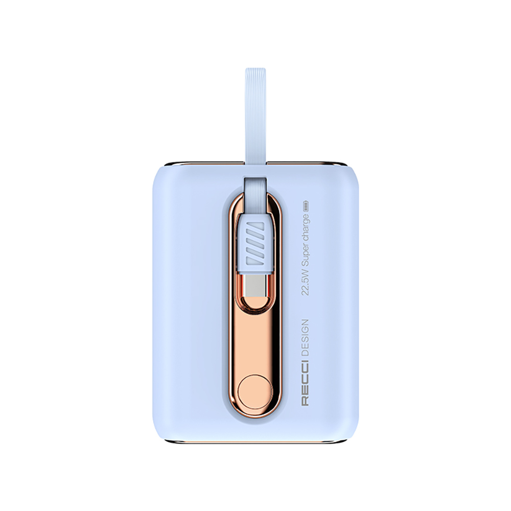 Recci RPB-P12C PD 20W Askı İpli Hızlı Şarj Özellikli Type-C Kablolu Powerbank 22.5W 10.000mAh - 1