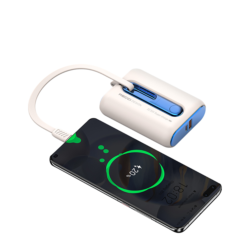 Recci RPB-P12C PD 20W Askı İpli Hızlı Şarj Özellikli Type-C Kablolu Powerbank 22.5W 10.000mAh - 6