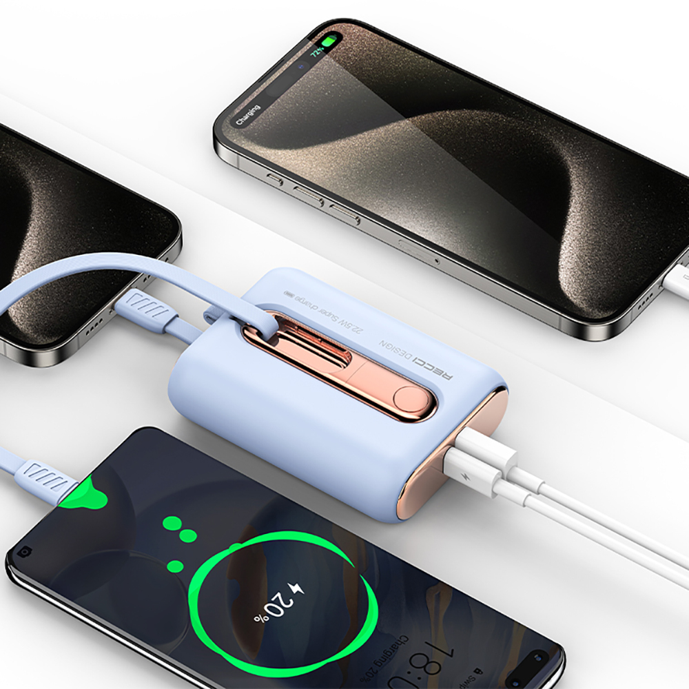 Recci RPB-P12C PD 20W Askı İpli Hızlı Şarj Özellikli Type-C Kablolu Powerbank 22.5W 10.000mAh - 10
