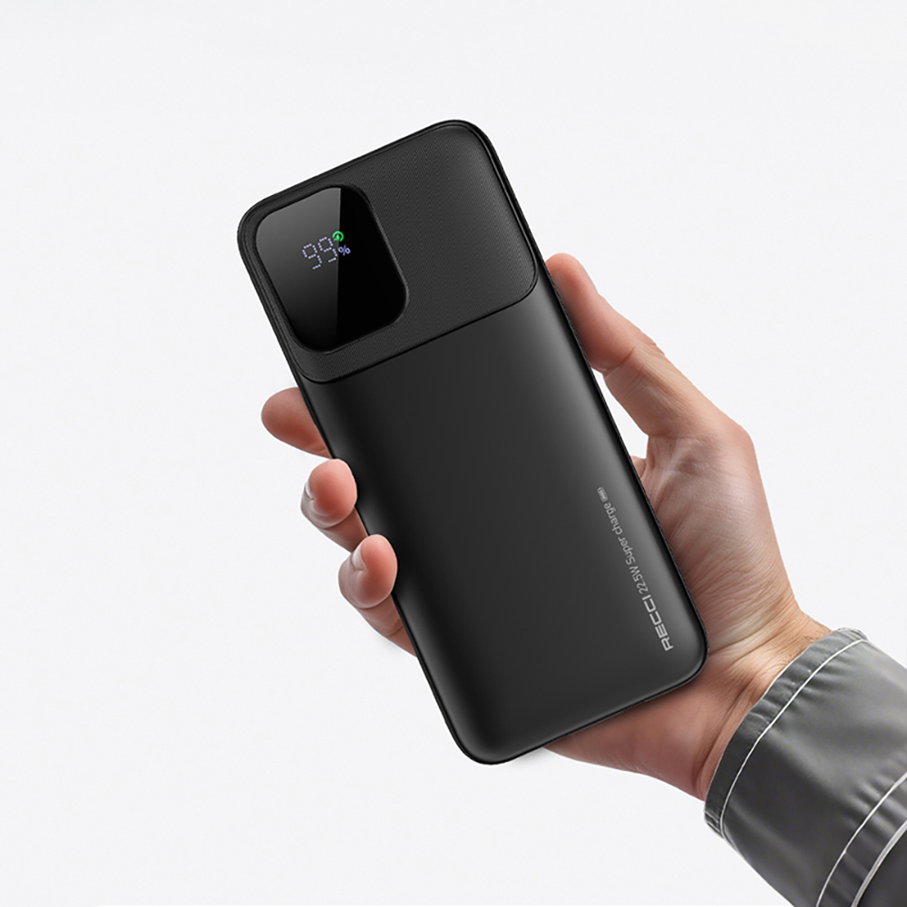 Recci RPB-P67 PD 20W Digital LED Indicator Fast Charging Power Bank with Type-C and Lightning Cable 22.5W 10000mAh - 6