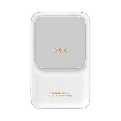 Recci RPB-W10 Polaris Series Dual Cable LED Digital Display Wireless Powerbank 15W 10000mAh White