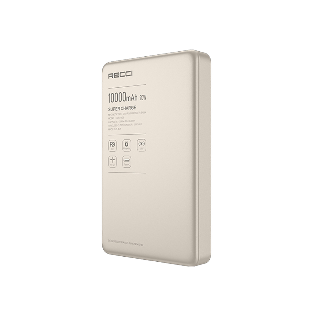 Recci RPB-W36 Ultra İnce PD 20W Hızlı Şarj Özellikli Wireless Powerbank 15W 10000mAh - 1
