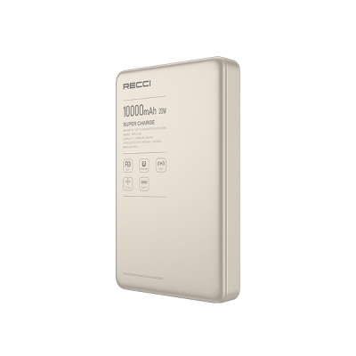 Recci RPB-W36 Ultra İnce PD 20W Hızlı Şarj Özellikli Wireless Powerbank 15W 10000mAh Gold