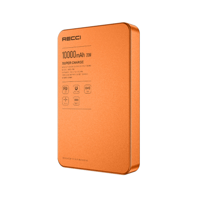 Recci RPB-W36 Ultra İnce PD 20W Hızlı Şarj Özellikli Wireless Powerbank 15W 10000mAh Turuncu