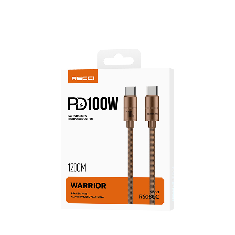 Recci RS08CC Warrior Series Type-C to Type-C 100W Fast Charging Data and Charging Cable 1.2M - 5