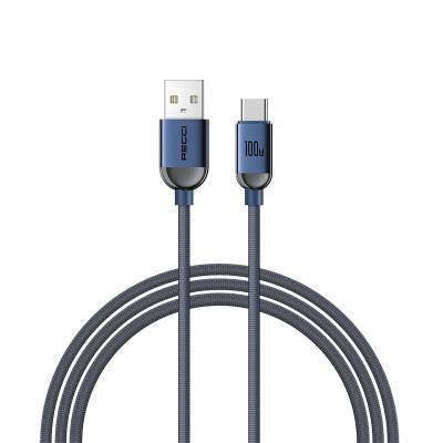 Recci RS09C Crystal Series 100W Fast Charge USB-A To Type-C Cable 1.2M Blue