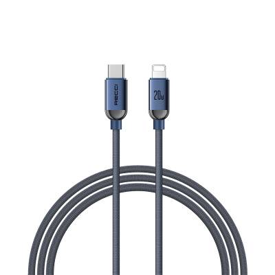 Recci RS09CLPD Crystal Series 20W Fast Charging Type-C To Lightning PD Cable 1.2M Blue