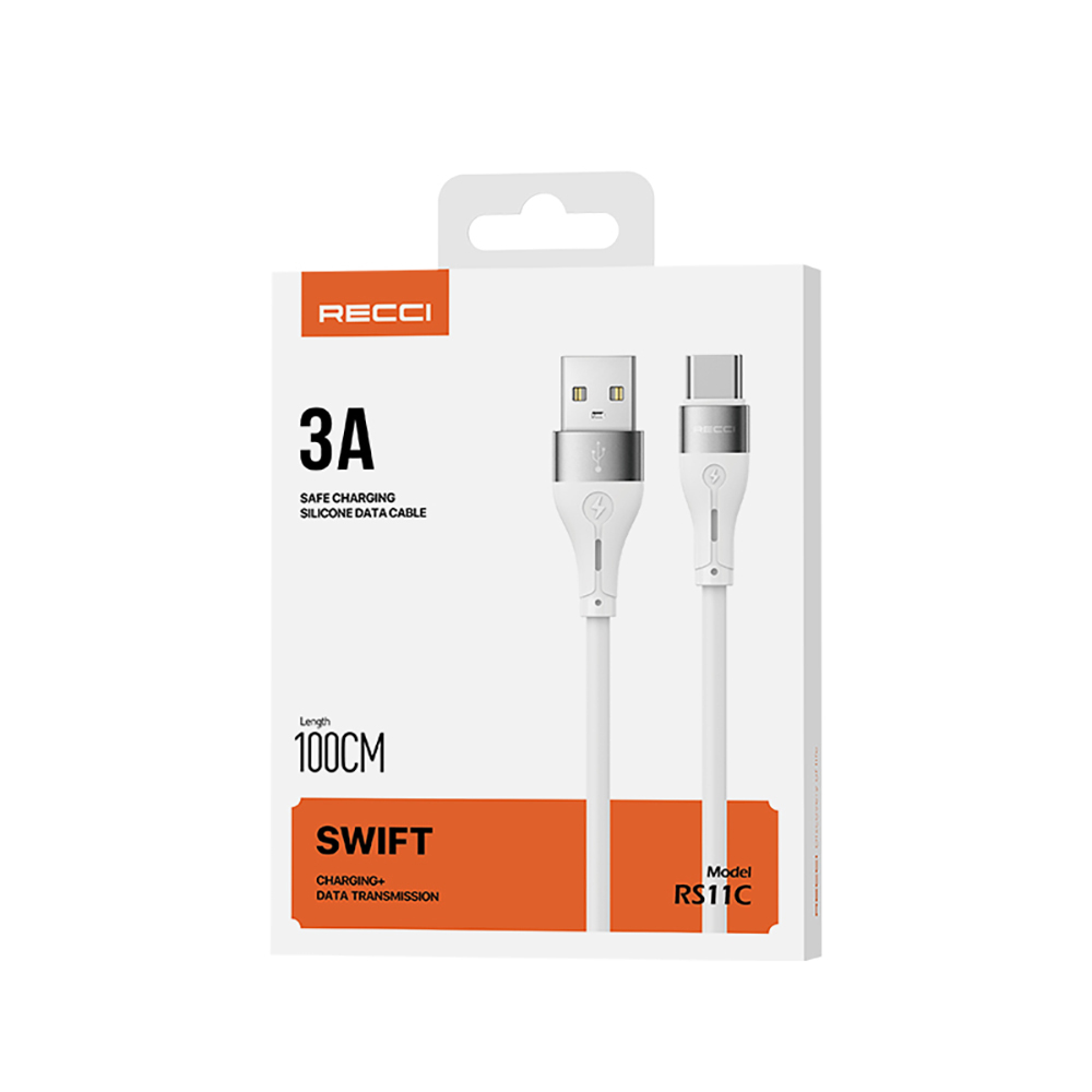 Recci RS11C Swift Series USB-A to Type-C 3A Fast Charging Data and Charging Cable 1M - 9