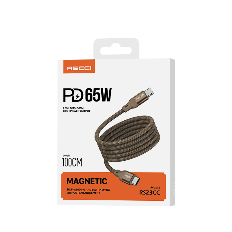 Recci RS23CC Magnetic Series Type-C to Type-C PD 65W Fast Charging Data and Charging Cable 1M - 5