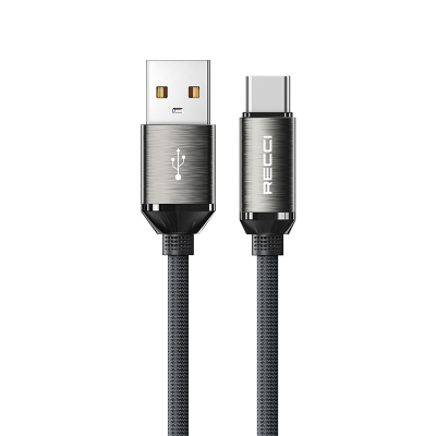 Recci RS35C USB-A to Type-C Braided Design Fast Charging Data and Charging Cable 1M Grey