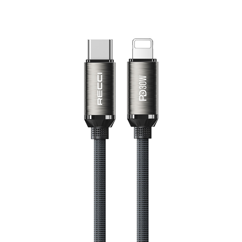 Recci RS35CL Type-C to Lightning PD 30W Braided Design Fast Charging Data and Charging Cable 1M - 2