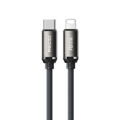 Recci RS35CL Type-C to Lightning PD 30W Braided Design Fast Charging Data and Charging Cable 1M Grey