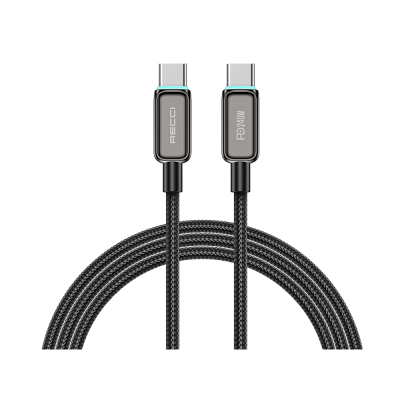 Recci RS42CC Lamp Display Series Type-C to Type-C PD 240W Fast Charging Data and Charging Cable 1.5M Black