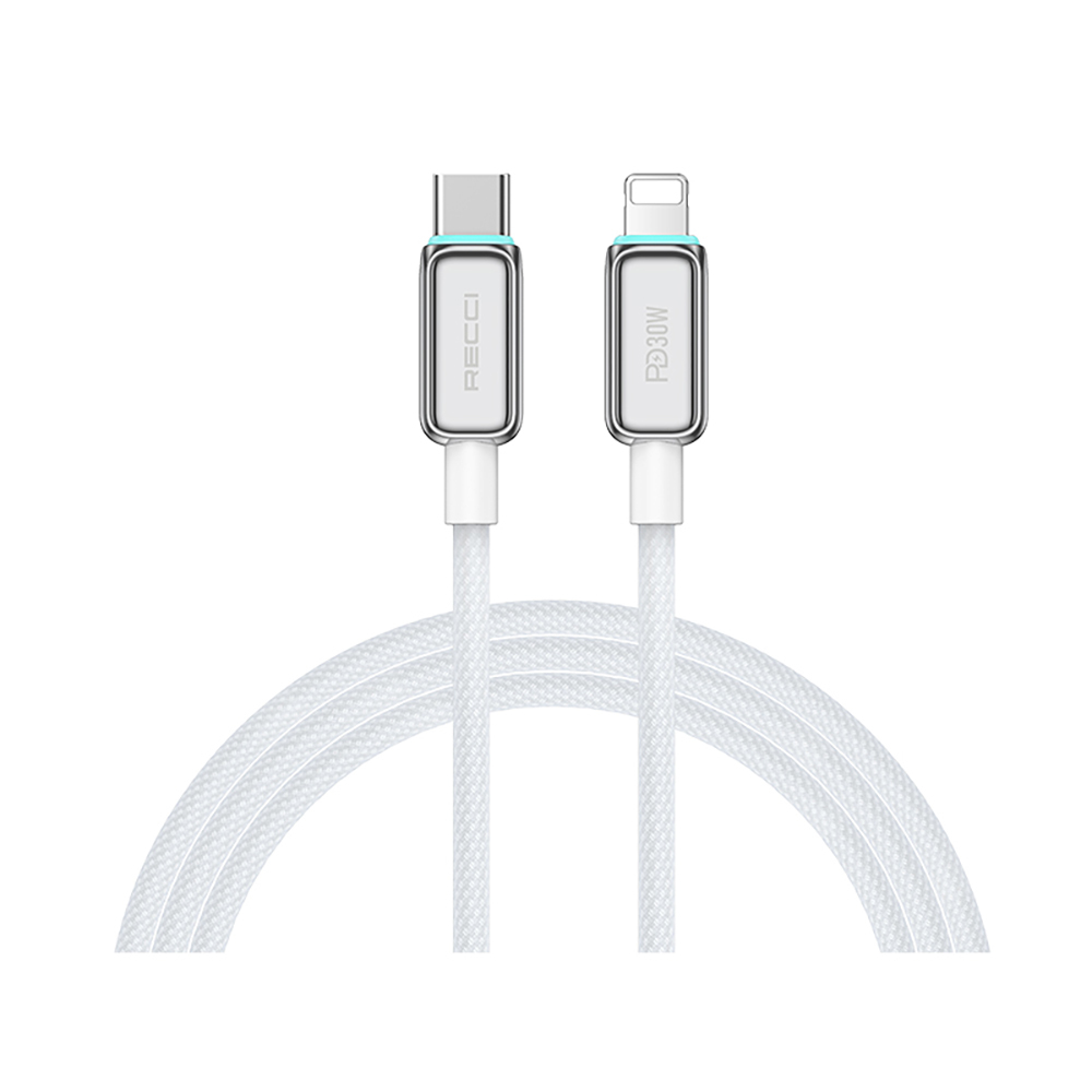 Recci RS42CL Lamp Display Series Type-C to Lightning PD 30W Fast Charging Data and Charging Cable 1.5M - 3