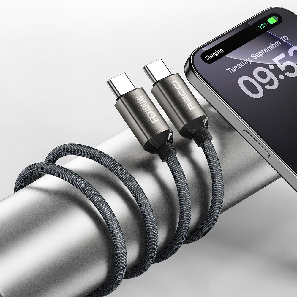Recci RS45CC Type-C to Type-C PD 100W Braided Design Fast Charging Data and Charging Cable 1M - 5