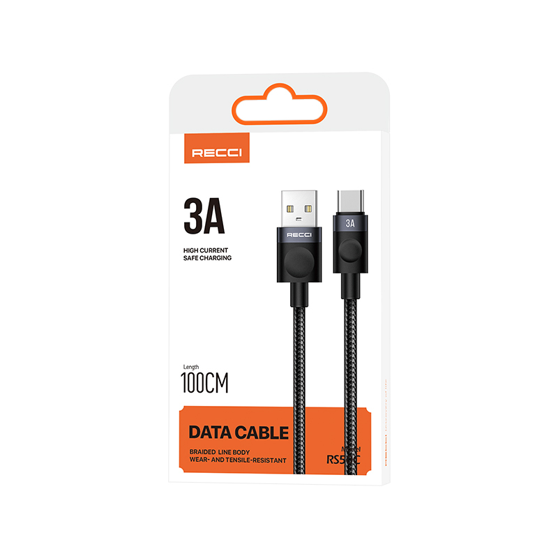 Recci RS50C USB-A to Type-C Braided Design Fast Charging Data and Charging Cable 1M - 8