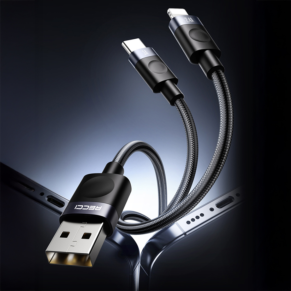 Recci RS50C USB-A to Type-C Braided Design Fast Charging Data and Charging Cable 1M - 4