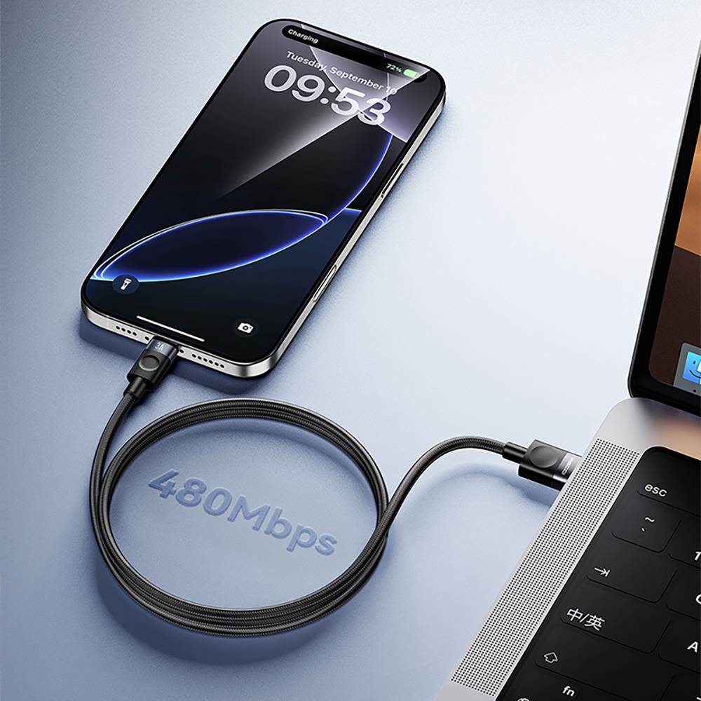 Recci RS50C USB-A to Type-C Braided Design Fast Charging Data and Charging Cable 1M - 5