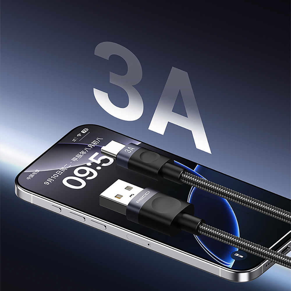 Recci RS50C USB-A to Type-C Braided Design Fast Charging Data and Charging Cable 1M - 6