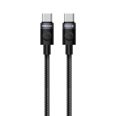 Recci RS50CC Type-C to Type-C PD Braided Design Fast Charging Data and Charging Cable 65W 1M Black
