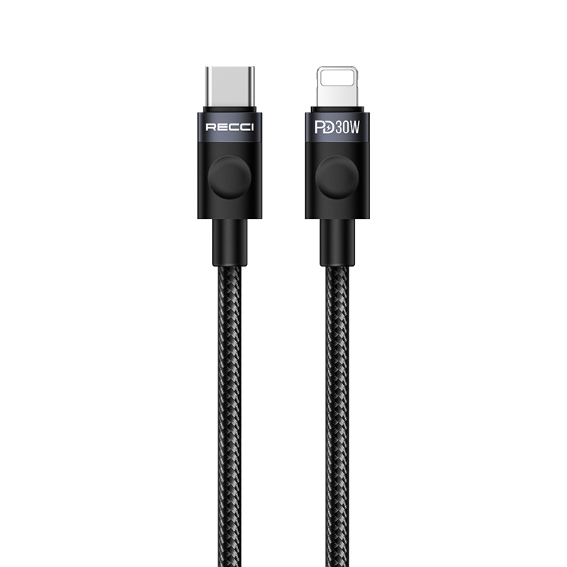 Recci RS50CL Type-C to Lightning PD Braided Design Fast Charging Data and Charging Cable 30W 1M - 2