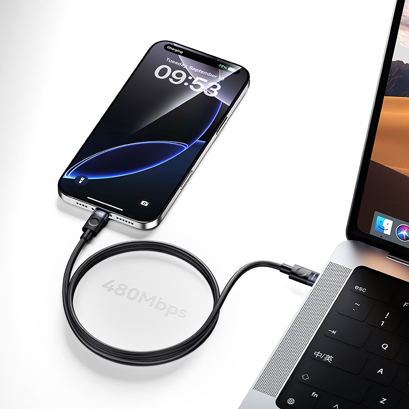 Recci RS50CL Type-C to Lightning PD Örgü Tasarımlı Hızlı Şarj Özellikli Data ve Şarj Kablosu 30W 1M - 4