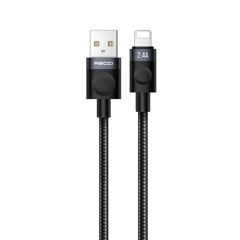 Recci RS50L USB-A to Lightning Örgü Tasarımlı Hızlı Şarj Özellikli Data ve Şarj Kablosu 1M - 1
