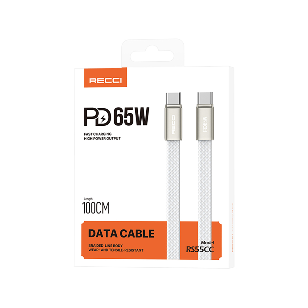 Recci RS55CC Type-C to Type-C PD Fast Charging Data and Charging Cable 65W 1M - 13