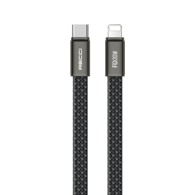 Recci RS55CL Type-C to Lightning PD Fast Charging Data and Charging Cable 30W 1M Black