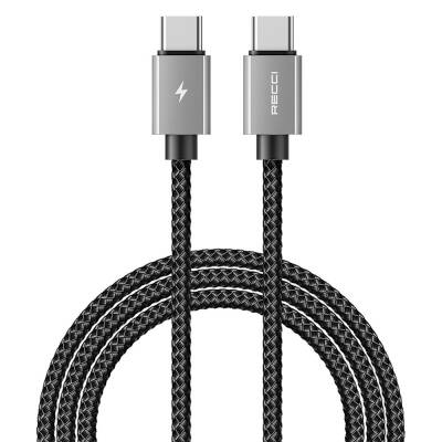 Recci RTC-P08CC Type-C to Type-C PD 100W 5A Fast Charging Nylon Braid Design Charging and Data Cable 1.5M Black