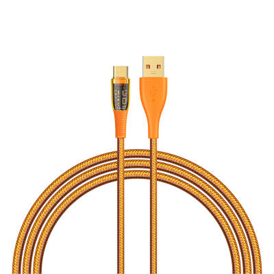 Recci RTC-P19C Amber Series USB-A to Type-C 6A Transparent Design Charging and Data Cable 1.5M Orange