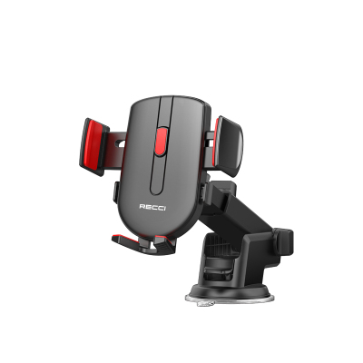Recci RZ02 Automatic Mechanism Extendable Telescopic Suction Cup Design Car Phone Holder Black