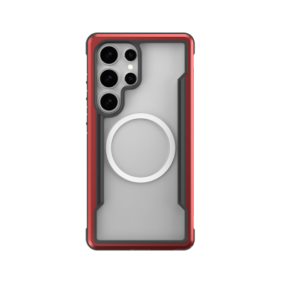 Samsung Galaxy S25 Ultra Case Magsafe Charging Feature Airbag Raptic Shield Series Transparent Back Surface Cover Red