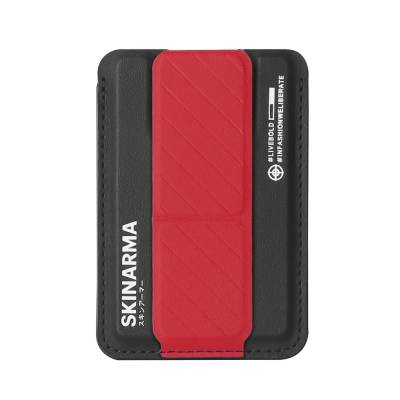 SkinArma Kado 2 Hazneli Magnetik Standlı Kartlık Siyah-Kırmızı