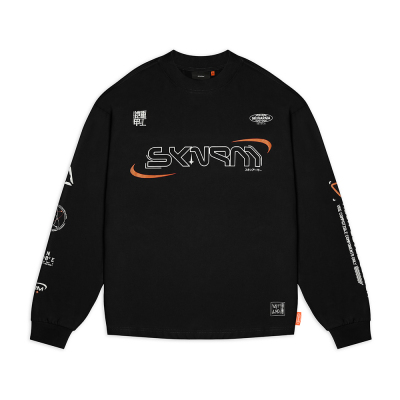 Skinarma Neptune Uzun Kollu Oversize Unisex Bisiklet Yaka Siyah Sweatshirt Medium
