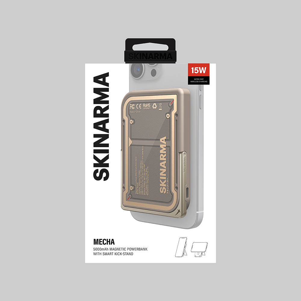 Skinarma Nexus Mecha Kablosuz ve PD Hızlı Şarj Özellikli Metal Standlı Taşınabilir Powerbank 20W 5000mAh - 13