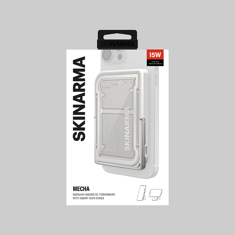 Skinarma Nexus Mecha Kablosuz ve PD Hızlı Şarj Özellikli Metal Standlı Taşınabilir Powerbank 20W 5000mAh - 14