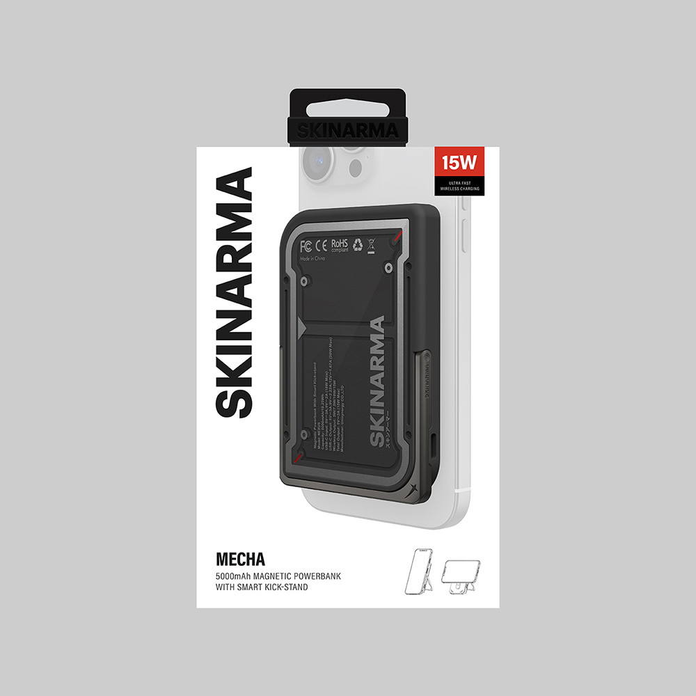 Skinarma Nexus Mecha Wireless and PD Fast Charging Feature Metal Stand Portable Power Bank 20W 5000mAh - 15
