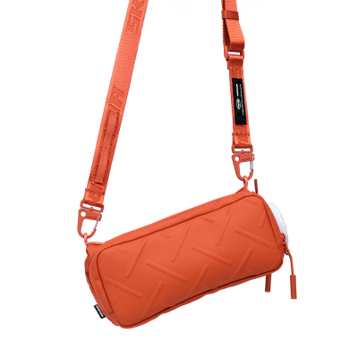 Skinarma Sacoche Juno Cross-Hatch Patterned Nylon Scout Neck Strap Crossbody Bag Orange