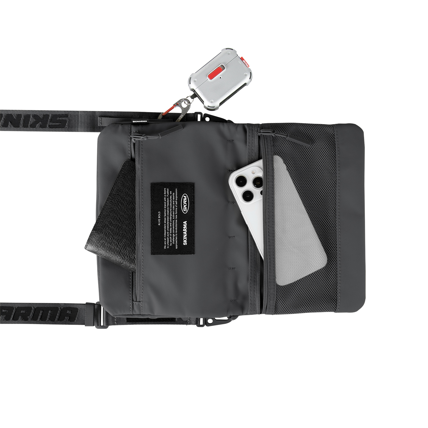 Skinarma Satchel Juno Desenli Naylon Scout Bilek Askı Kayışlı Aksesuar Çantası - 11