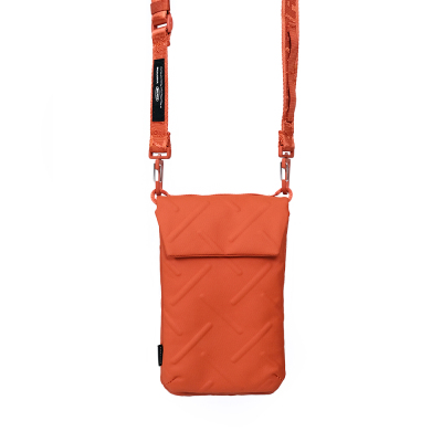 Skinarma Sling Pouch Juno Cross-Hatch Patterned Nylon Scout Neck Strap Cross Body Bag Orange