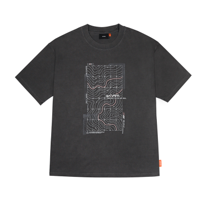 Skinarma Sonar Kısa Kollu Oversize Unisex Bisiklet Yaka Gri Tişört Medium