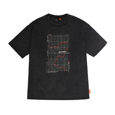 Skinarma Sonar Kısa Kollu Oversize Unisex Bisiklet Yaka Siyah Tişört Medium