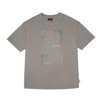 Skinarma Sonar Short Sleeve Oversize Unisex Crew Neck Light Gray T-Shirt Medium