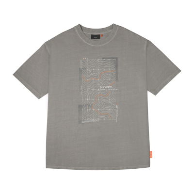 Skinarma Sonar Short Sleeve Oversize Unisex Crew Neck Light Gray T-Shirt X Large