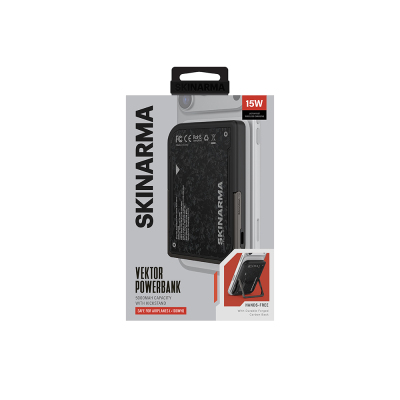 Skinarma Vector Portable Powerbank with Wireless and PD Fast Charging, Metal Stand, 15W, 5000mAh Black